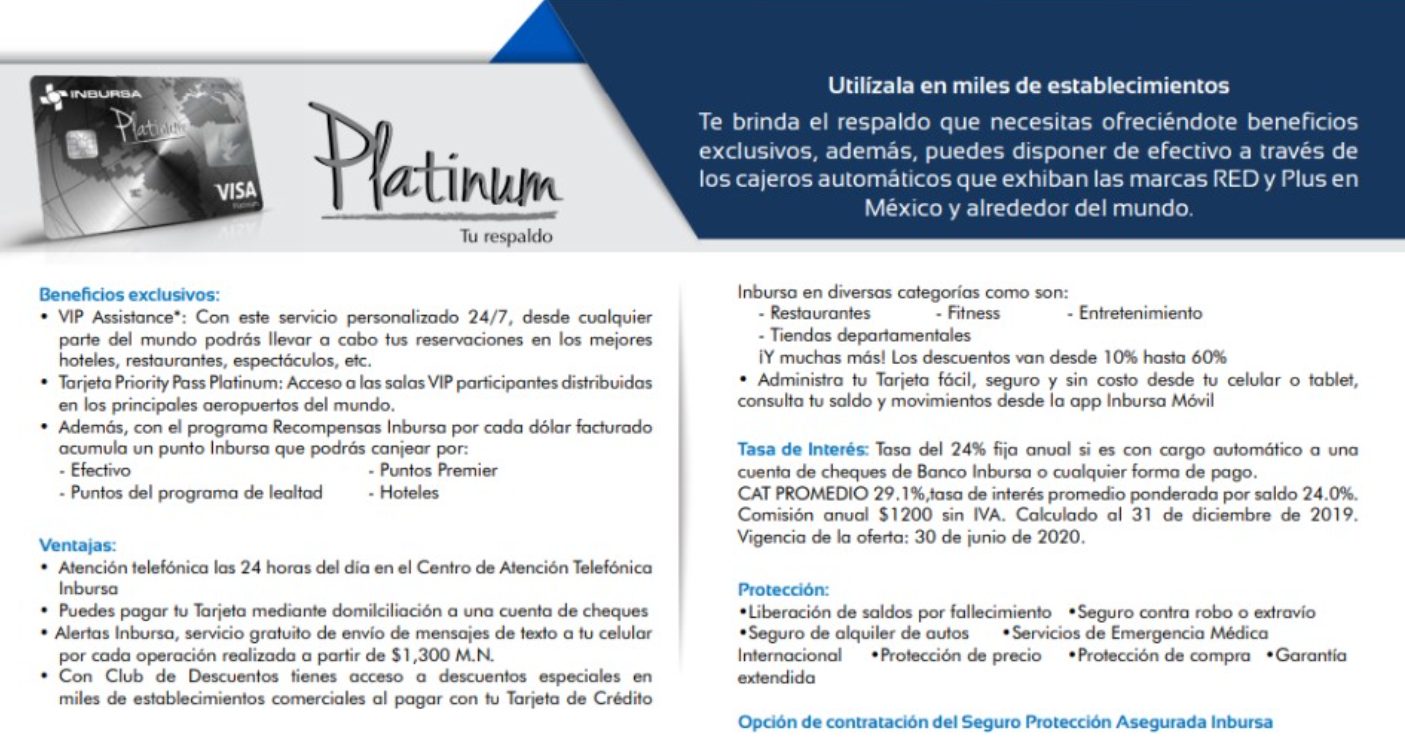 Tarjeta de Crédito Platinum Inbursa